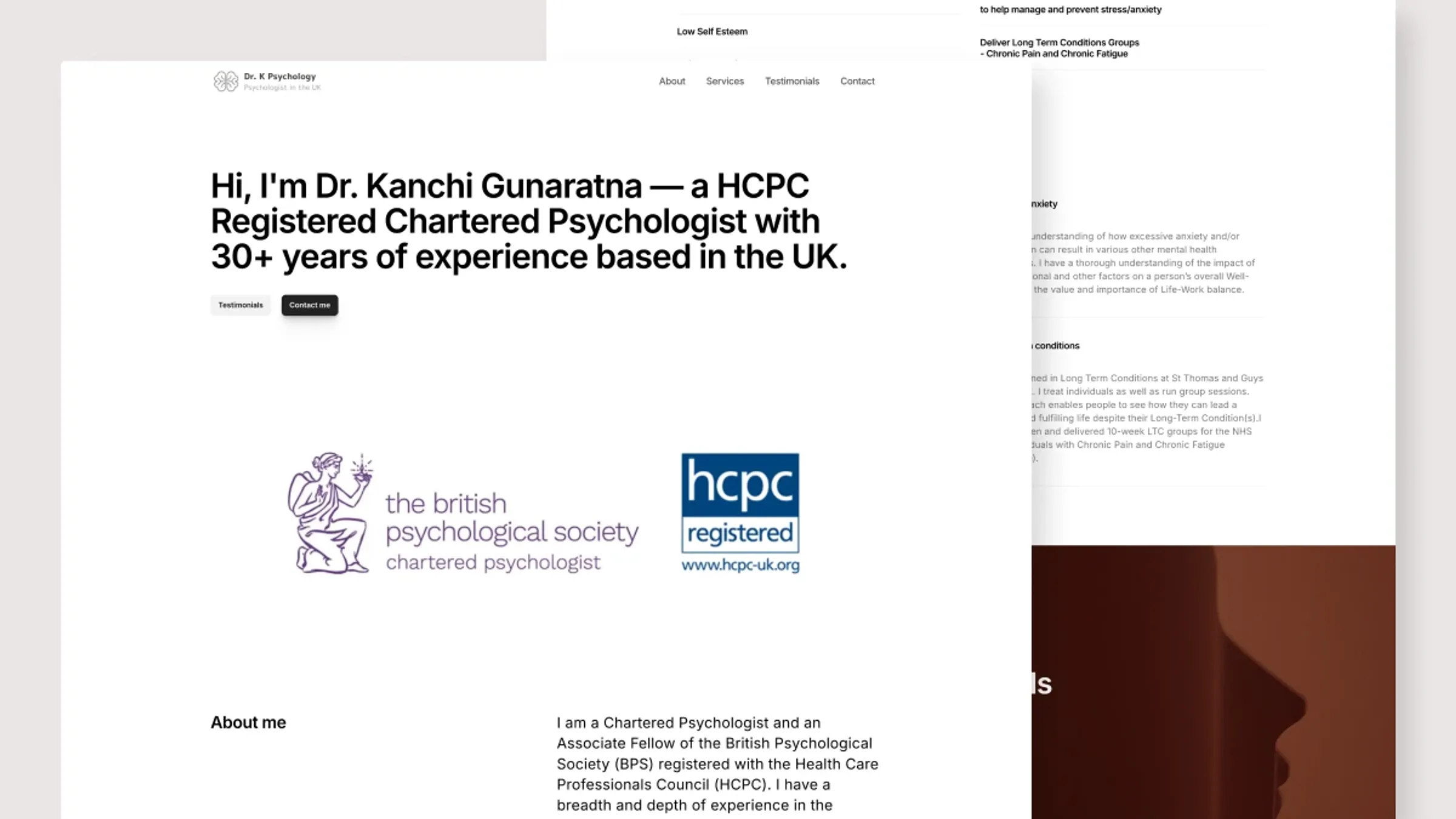 Dr. K Psychology one-page website redesign