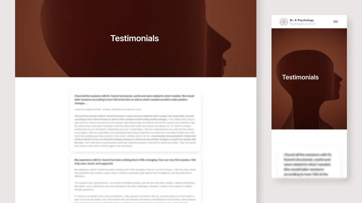 Testimonials section of the Dr. K site